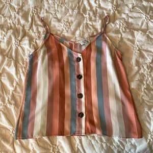 Button up striped multicolor tank. Size Large